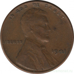 Монета. США. 1 цент 1941 год.