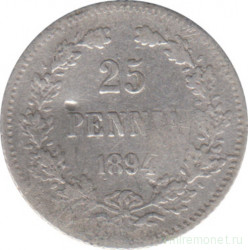 Монета. Русская Финляндия. 25 пенни 1894 год.