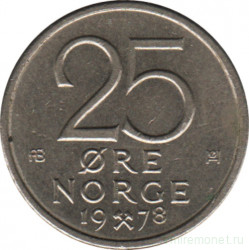 Монета. Норвегия. 25 эре 1978 год.
