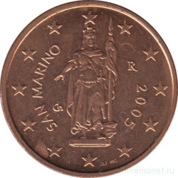 Монета. Сан-Марино. 2 цента 2005 год. 