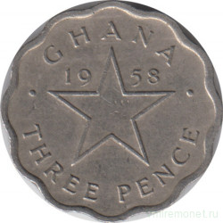 Монета. Гана. 3 пенса 1958 год.