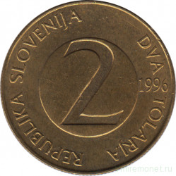 Монета. Словения. 2 толара 1996 год.
