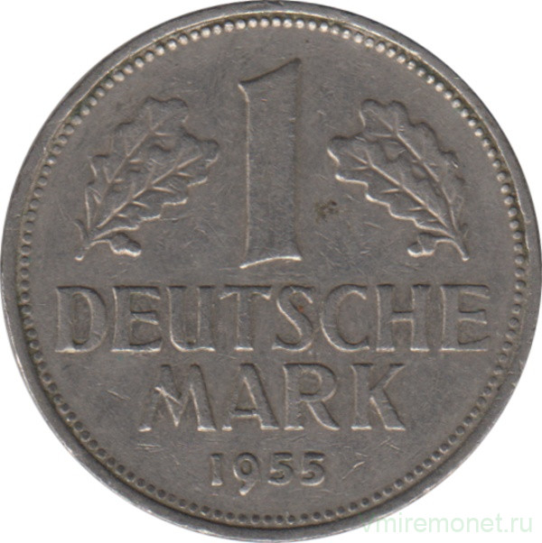 Монета. ФРГ. 1 марка 1955 год. Монетный двор - Штутгарт (F).