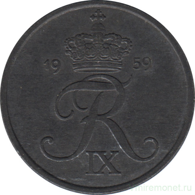 Монета. Дания. 5 эре 1959 год.