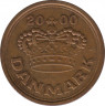  Монета. Дания. 50 эре 2000 год. ав.