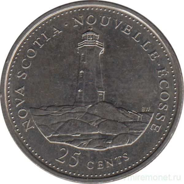 Монета. Канада. 25 центов 1992 год. 125 лет Конфедерации Канада. Новая Шотландия.