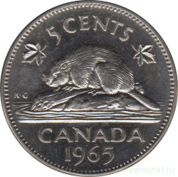 Монета. Канада. 5 центов 1965 год.