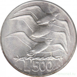 Монета. Сан-Марино. 500 лир 1975 год. Три чайки.