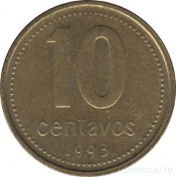 Монета. Аргентина. 10 сентаво 1993 год.