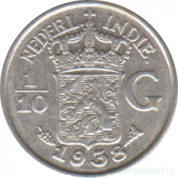 Монета. Нидерландская Ост-Индия. 1/10 гульдена 1938 год.