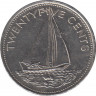Монета. Багамские острова. 25 центов 1981 год. ав.