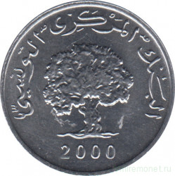 Монета. Тунис. 1 миллим 2000 год. ФАО.