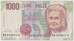 Банкнота. Италия. 1000 лир 1990 год. Тип 114а.