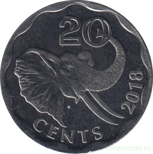 Монета. Эсватини (Свазиленд). 20 центов 2018 год.