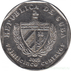 Монета. Куба. 25 сентаво 2002 год (конвертируемый песо).