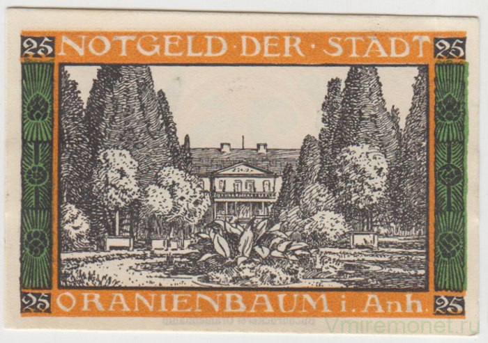 Бона. Нотгельд. Германия. Город Ораниенбаум. 25 пфеннигов 1922 год. 1024.1.1.2.