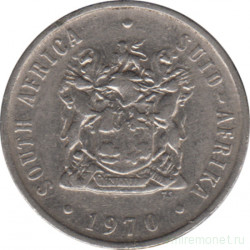 Монета. Южно-Африканская республика (ЮАР). 10 центов 1970 год.