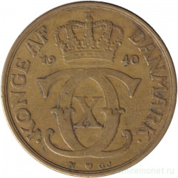 Монета. Дания. 2 кроны 1940 год.