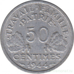 Монета. Франция. 50 сантимов 1944 год. Правительство Виши. (C).
