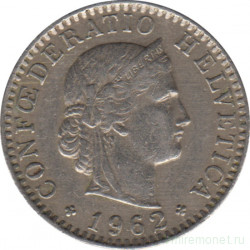 Монета. Швейцария. 20 раппенов 1962 год.