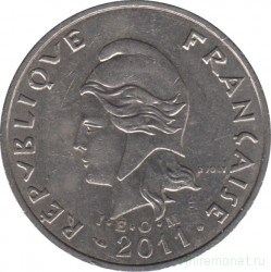 Монета. Новая Каледония. 20 франков 2011 год.