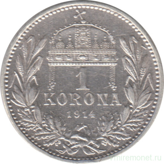 Монета. Венгрия. 1 крона 1914 год.