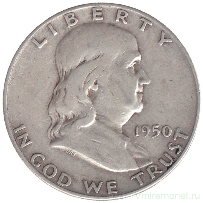 Монета. США. 50 центов 1950 год. Франклин. Монета. США. 50 центов 1950 год. Франклин.