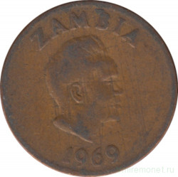 Монета. Замбия. 1 нгве 1969 год.