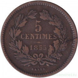 Монета. Люксембург. 5 сантимов 1855 год.
