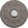 Монета. Фиджи. 1 пенни 1959 год. ав.