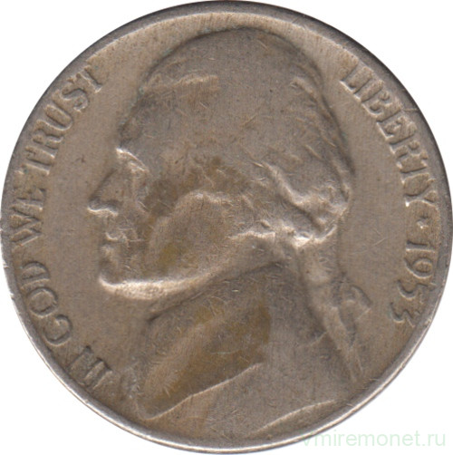 Монета. США. 5 центов 1953 год.