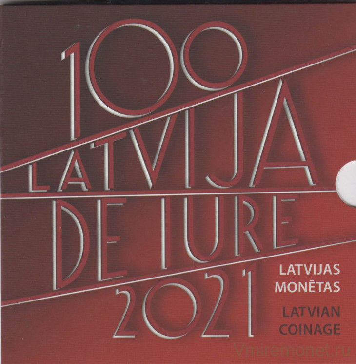 Монеты. Латвия. Набор евро в буклете 2021 год. 100 лет признанию государственной независимости Латвии.