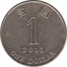 Монета. Гонконг. 1 доллар 2013 год. ав.