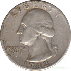 Монета. США. 25 центов 1943 год. Монетный двор D.