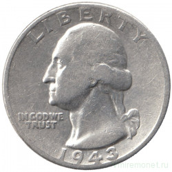 Монета. США. 25 центов 1943 год. Монетный двор D.