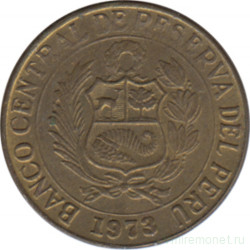 Монета. Перу. 5 сентаво 1973 год.