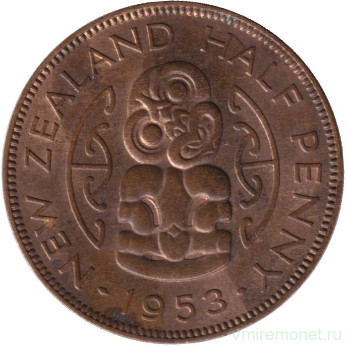 Монета. Новая Зеландия. 1/2 пенни 1953 год.