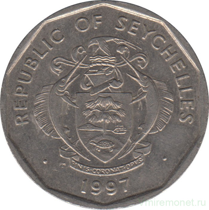 Монета. Сейшельские острова. 5 рупий 1997 год.