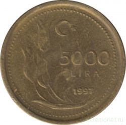 Монета. Турция. 5000 лир 1997 год.