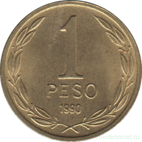 Монета. Чили. 1 песо 1990 год.