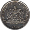 Монета. Тринидад и Тобаго. 25 центов 2012 год. ав.