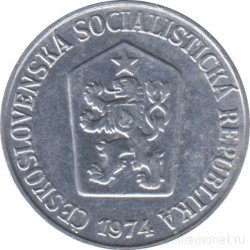 Монета. Чехословакия. 5 геллеров 1974 год.