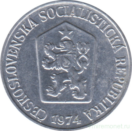 Монета. Чехословакия. 5 геллеров 1974 год.