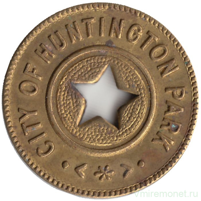 Жетон транспортный. США. Калифорния. "Huntington park" Жетон на парковку.