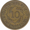 Монета. Германия. Веймарская республика. 10 рентенпфеннигов 1924 год. Монетный двор - Гамбург (J). рев.
