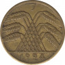 Монета. Германия. Веймарская республика. 10 рентенпфеннигов 1924 год. Монетный двор - Гамбург (J). ав.