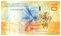 Банкнота. Швейцария. 10 франков 2017 год. Тип 75b (2).