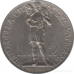 Монета. Ватикан. 2 лиры 1931 год.