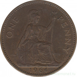 Монета. Великобритания. 1 пенни 1964 год.
