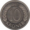 Монета. Дания. 10 крон 1987 год. ав.
